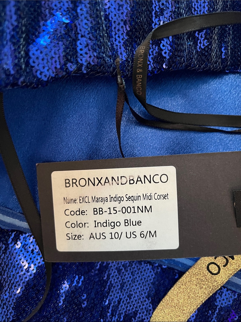 NWT Bronx & Banco Maraya Indigo Sequin Midi Corset Dress - Picture 11 of 16